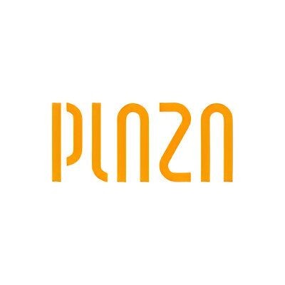 Logo with the word 'PLAZA' in stylized orange lettering against a white background.